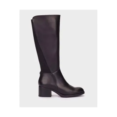 Wonders G-6262 Botas Altas Piel Elástico Tacón Medio Mujer Negro Testa