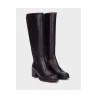 Wonders G-6262 Leather Knee-High Boots Stretch Panel Women's Black Testa
