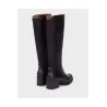 Wonders G-6262 Bottes Hautes Cuir Tige Élastique Talon Moyen Femme Noir Testa