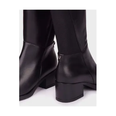 Wonders G-6262 Stivali Alti Pelle Gambale Elastico Tacco Medio Donna Nero Testa