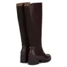 Wonders G-6262 Leather Knee-High Boots Stretch Panel Women's Black Testa