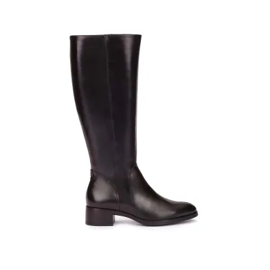 Wonders D-1811 Stivali Alti Pelle Tacco Basso Zip Donna Nero