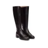 Wonders D-1811 Black Leather Knee-High Boots Low Heel Zip Women's