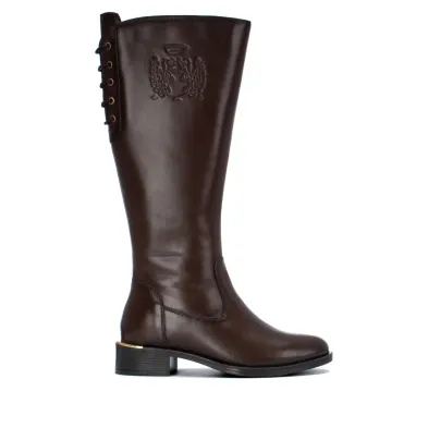 Carmela 164010 Botas Altas Piel Lazada Trasera Cremallera Mujer Negro Marrón