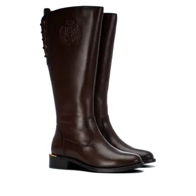 Carmela 164010 Botas Altas Piel Lazada Trasera Cremallera Mujer Negro Marrón