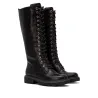 Carmela 164358 Bottes Rangers Hautes Cuir Effet Croco Lacets Zip Femme Marron