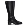 Carmela 164164 Leather Knee-High Boots Side Buckle Block Heel Women Black Brown