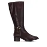 Carmela 164164 Leather Knee-High Boots Side Buckle Block Heel Women Black Brown