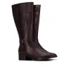 Carmela 164164 Bottes Hautes Cuir Boucle Latérale Talon Carré Femme Noir Marron