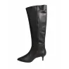 Barminton 17090 Botas Altas Piel Tacón Fino Punta Fina Mujer Negro