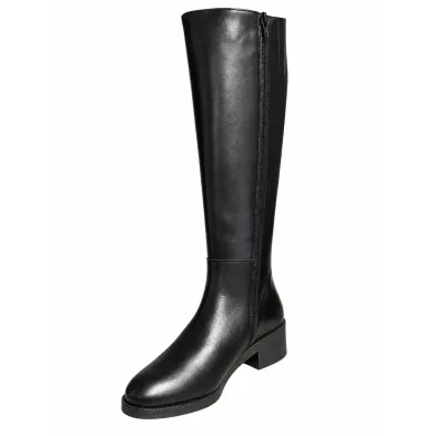 Patricia Miller 6406 Bottes Hautes Cuir Style Cavalier Talon Bas Femme Noir