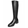 Patricia Miller 6406 Bottes Hautes Cuir Style Cavalier Talon Bas Femme Noir