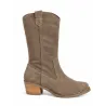 Patricia Miller 6951 Bottes Western Cuir Talon Carré Femme Cowboy Noir Taupe
