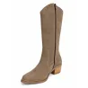Patricia Miller 6951 Bottes Western Cuir Talon Carré Femme Cowboy Noir Taupe