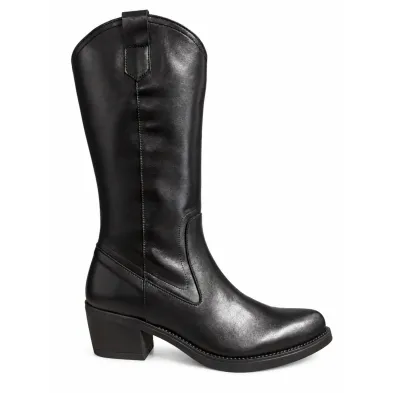 Patricia Miller 6951 Botas Camperas Piel Cowboy Tacón Medio Mujer Negro Taupe