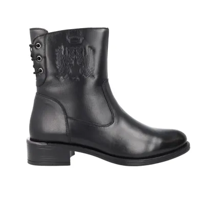 Carmela 164009 Botines Piel Cremallera Lateral Tacón Bajo Mujer Negro Camel