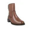 Carmela 164009 Leather Ankle Boots Side Zip Low Heel Women's Black Camel