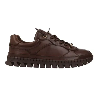 Carmela 164218 Brown Leather Casual Shoes Lace-Up Chunky Sole Women
