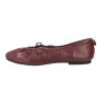 Yokono Renoir Damen Ballerinas Leder Flach mit Schleife Bordeaux Schokolade