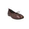 Yokono Renoir Damen Ballerinas Leder Flach mit Schleife Bordeaux Schokolade