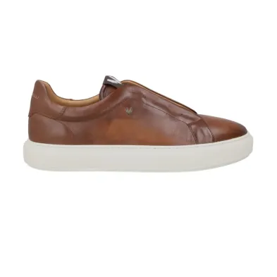 Martinelli Hastings Brown Leather Slip-On Casual Sneakers White Sole Men's