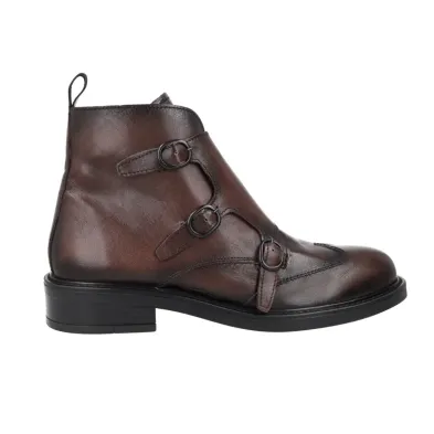 Luis Gonzalo 5683M2 Stivaletto Pelle Tripla Fibbia Stile Monk Donna Nero Niger