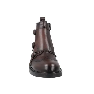 Luis Gonzalo 5683M2 Stiefelette Leder Dreifachschnalle Monk Damen Schwarz Niger