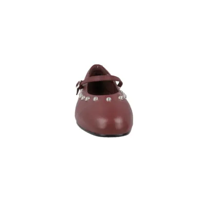 Martinelli Lariana 1750-B465PY Mary Jane Pelle Piatte Borchie Nero Bordeaux