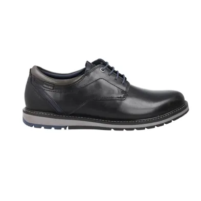 Pikolinos Berna Men's Black Leather Casual Derby Shoes Lace-Up Rubber Sole