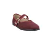 Macarena Rania101 Damen Mary Janes Flach Veloursleder Schnalle Burgund Haselnuss