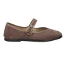 Macarena Rania101 Women's Suede Mary Jane Flats Buckle Strap Burgundy Taupe