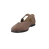Macarena Rania101 Damen Mary Janes Flach Veloursleder Schnalle Burgund Haselnuss