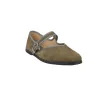 Macarena Rania30 Women's Suede Mary Jane Flats Buckle Strap Walnut and Pine