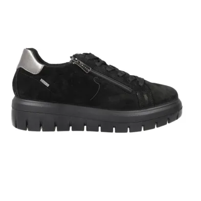 IGI&CO 21493 Damen Sneaker Gore-Tex Veloursleder Schwarz Schnürung Plateausohle