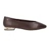 Martinelli Vescia Women's Leather Ballet Flats Pointed Toe Gold Heel Dark Brown