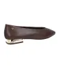 Martinelli Vescia Women's Leather Ballet Flats Pointed Toe Gold Heel Dark Brown